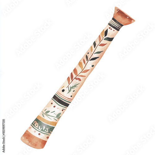 Traditional Australian Didgeridoo with Aboriginal Art.