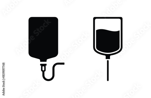 IV saline bag silhouette set medical treatment