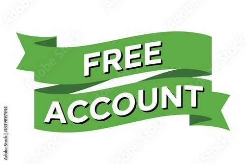 Green ribbon banner announcing free account offers and benefits