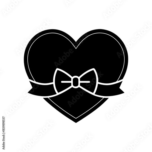 Simple Cute Heart with Bow Vector on White Background.