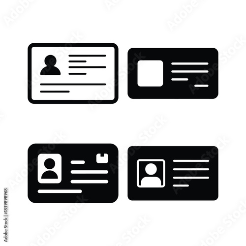 ID card silhouette set identity identification