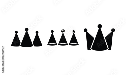 Party hats silhouette set celebration accessories