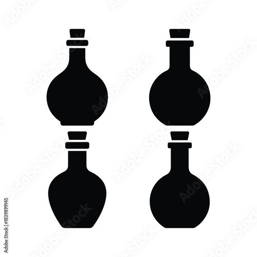 Potion bottle silhouette set magic alchemy