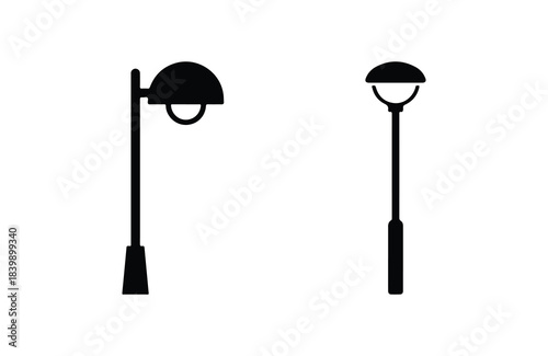 Streetlight silhouette set urban lighting pole