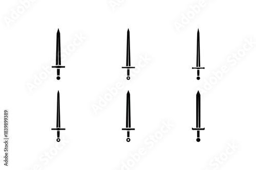 Sword silhouette set medieval weapon blade