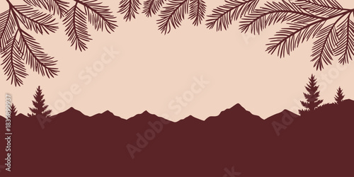 Christmas Modern minimalist vector with a muted red background and abstract geometric shapes, contemporary design
