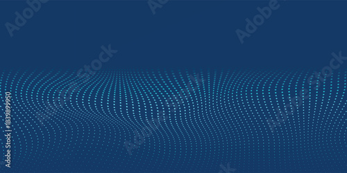 Dark blue halftone dotted abstract background, big data pattern, technology or futuristic visualization, waveform dot texture, music backdrop. 