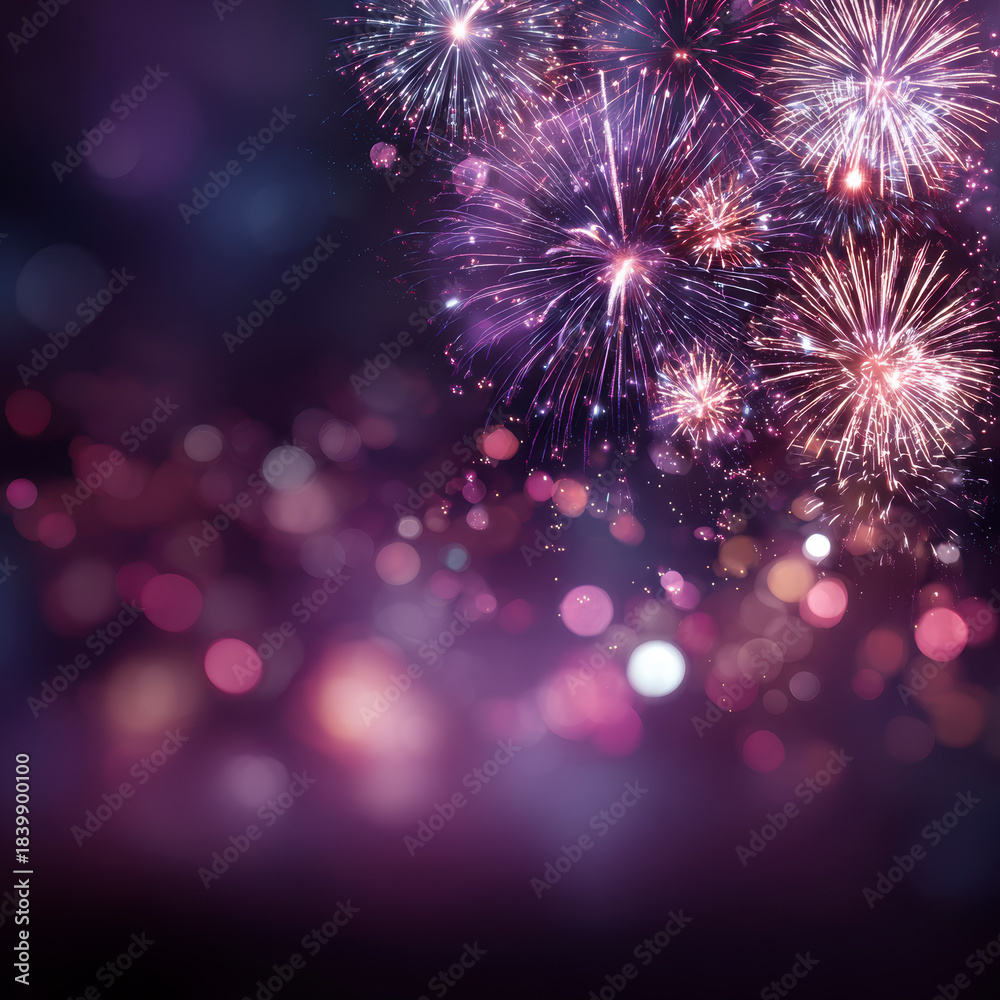 Obraz premium Purple Spark Fireworks Background – AI Generative