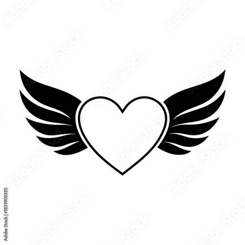 Cute Heart with Wings Illustration in Modern Flat Design.