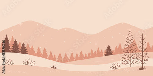 Christmas Pastel peach winter vector with soft sparkles, elegant and warm holiday design elements
