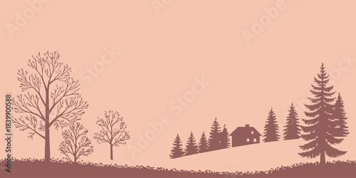 Christmas Pastel peach winter vector with soft sparkles, elegant and warm holiday design elements