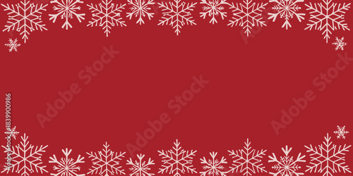 Christmas Red matte Christmas canvas with simple white snowflakes, creating a minimalist and elegant holiday background.