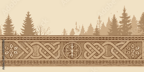 Christmas Rustic Scandinavian-inspired pattern strip at the top, evoking hygge and winter warmth for festive backgrounds.