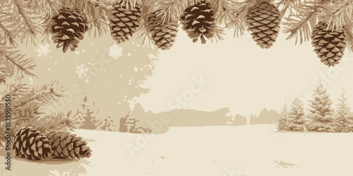 Christmas A soft cream Christmas theme featuring pine cones and elegant decorative accents for a warm holiday season