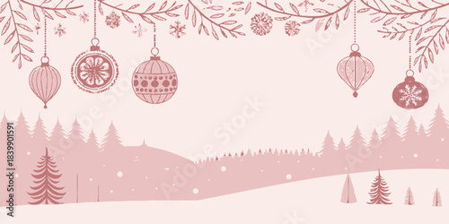 Christmas Soft pastel pink Christmas vector with delicate decorative elements, offering a sweet holiday ambiance