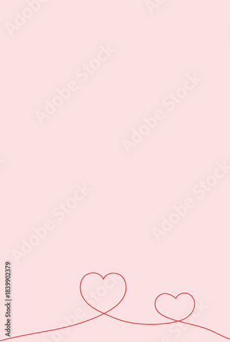 Elegant minimalist heart line art on a soft pastel background. Perfect for Valentine’s Day, romance-themed designs, invitations, greeting cards, and modern love concepts. Clpink background with hearts