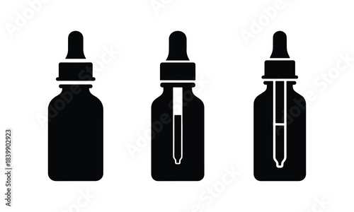 Dropper bottle silhouette bundle medical liquid