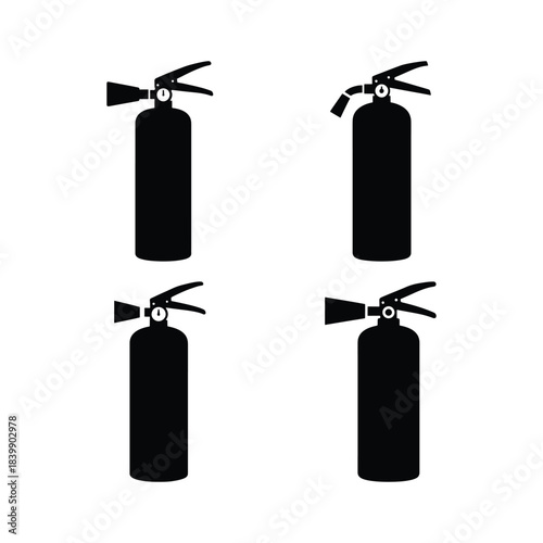 Fire extinguisher silhouette bundle safety equipment