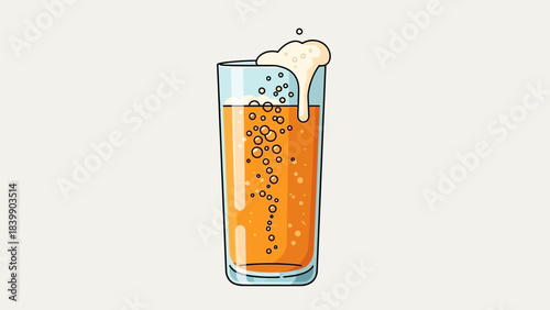 Golden Brew in Glass: A refreshing pint of golden beer, brimming with bubbles and a frothy head, awaits, ready to quench thirst and elevate spirits.