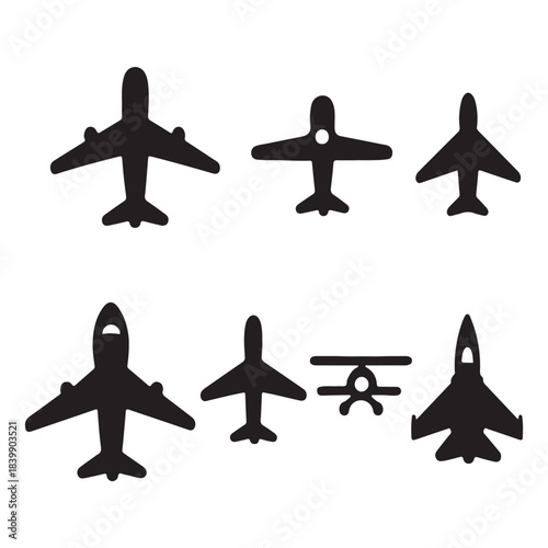 Plane icons set vector silhouette 