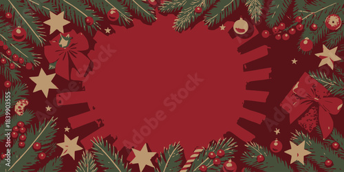 Christmas Luxurious Holiday Vector Background with Elegant Ornaments and Gold Accents