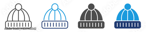 winter hat icon set with multiple style