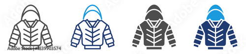 winter jacket icon set with multiple style