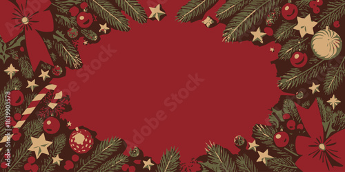 Christmas Luxurious Holiday Vector Background with Elegant Ornaments and Gold Accents