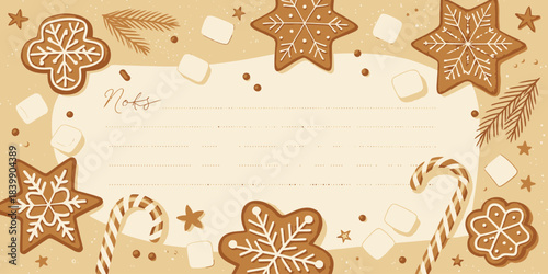 Christmas Bakery Vector Featuring Gingerbread Man and Candy Canes - Festive Holiday Treat Design