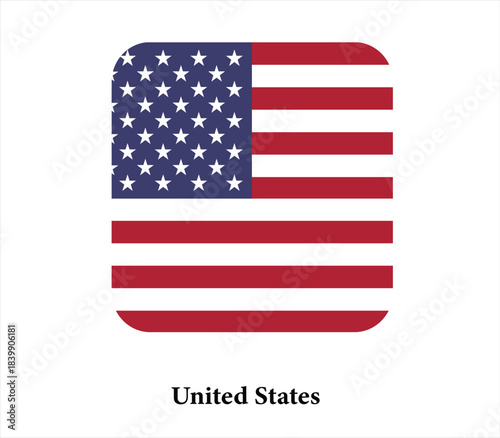 United States flag icon rounded square