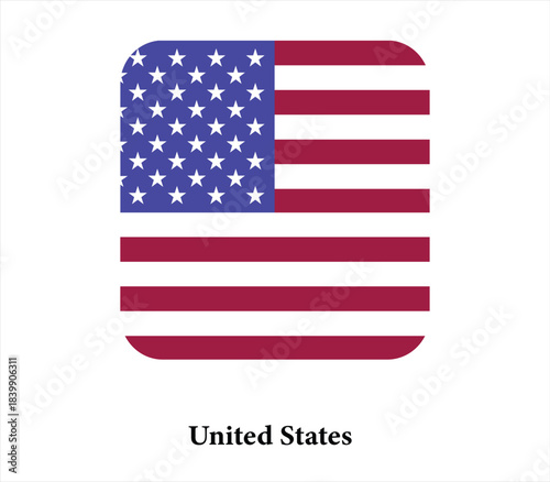 USA flag icon rounded square vector graphic