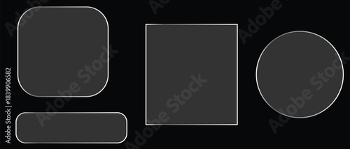 Minimalist Dark UI Shapes with Silver Borders UI elements