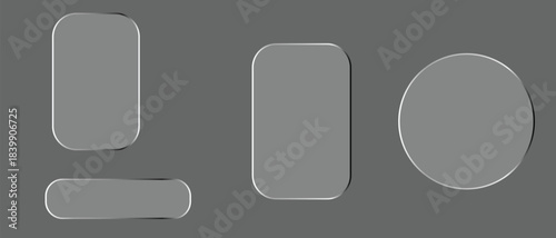 Set Of Rounded Rectangles And Circles With Silver Border Keywords: button, shape, ui, design
