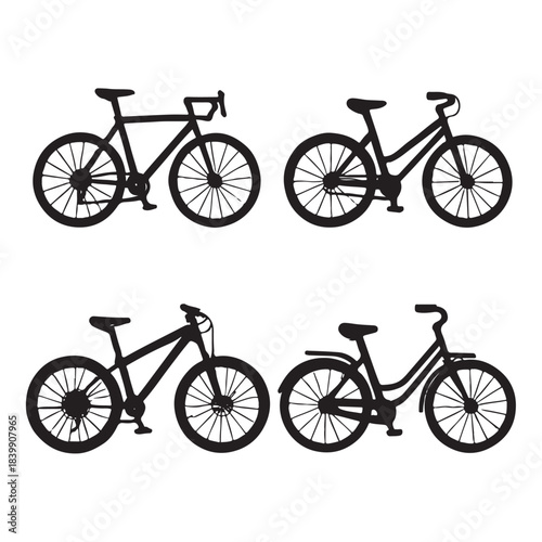 bike logo icons set vector silhouette