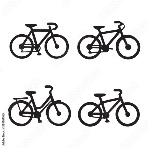 bike logo icons set vector silhouette