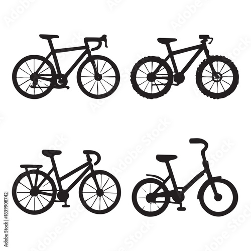 bike logo icons set vector silhouette