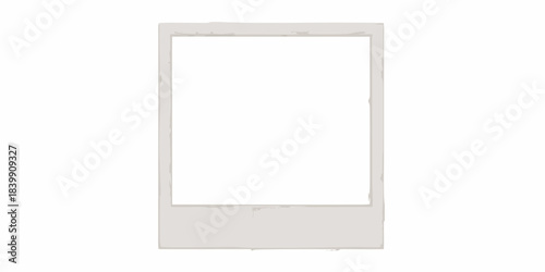 A vintage polaroid frame with a blank white space inside isolated on white