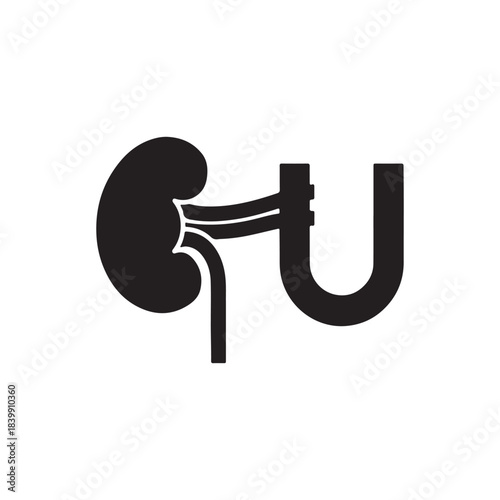 Urology icon vector in black flat shape design isolated on white background, Vector icon
