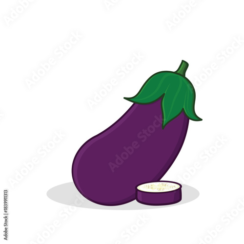 Purple eggplant. egg plant. slice eggplant