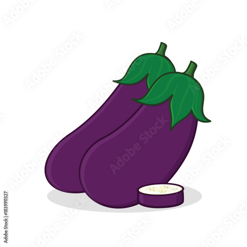 Purple eggplant. egg plant. slice eggplant