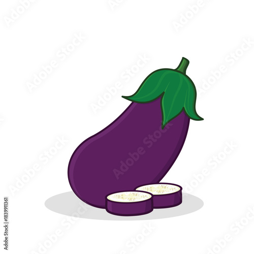 Purple eggplant. egg plant. slice eggplant