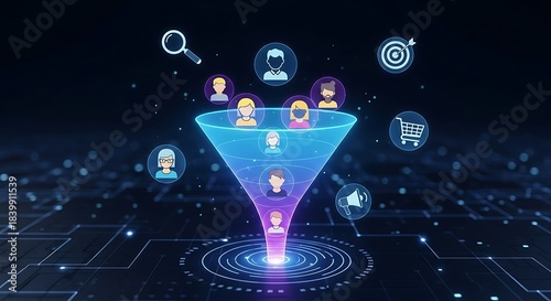 Digital Marketing Funnel with Customer Acquisition and Lead Generation.