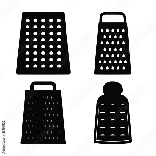 Set of kitchen grater icons for cooking and food preparation