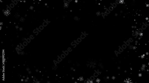 Christmas winter snowflake border overlay particle animation background snowfall frame on alpha channel