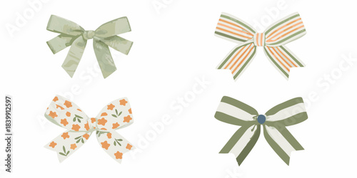 A collection of colorful ribbon bows in various patterns and designs