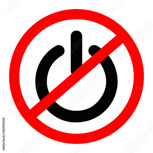 Bild auf Leinwand No power icon with red stop symbol, prohibiting electronic device operation