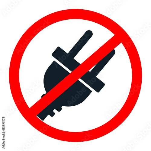 No electrical plug symbol icon, power off, disconnection, energy saving
