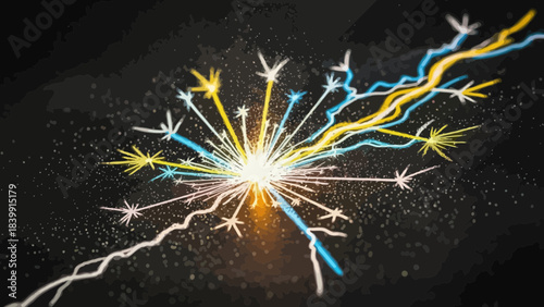 Colorful Fireworks Exploding in Night Sky with Bright Lights