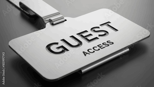 Silver Guest Access Badge on Black Background