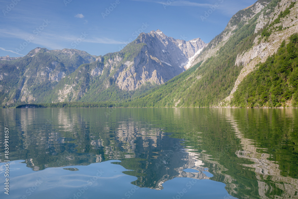 Fototapeta premium Konigsee lake near Jenner mount in Berchtesgaden National Park, Alps Germany